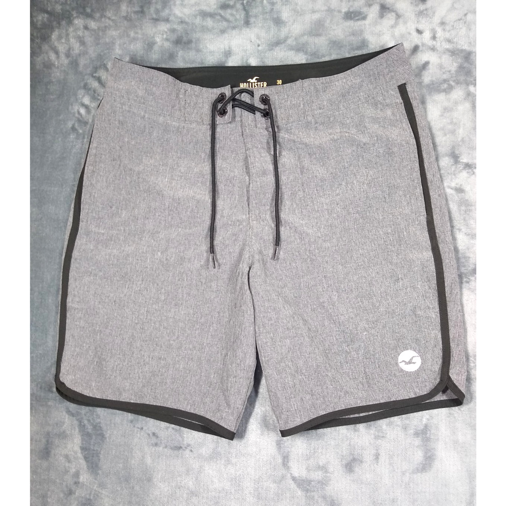 Hollister Mens Swim Trunks Board Shorts Size 30 Gray Surfer Skater Stretch Beach